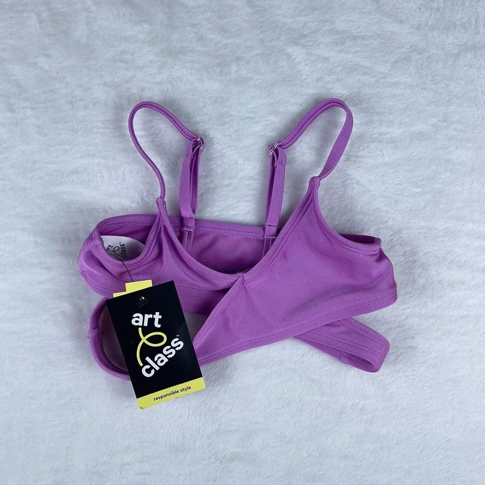Art Class Bikini Top‎ Girls XS (4/5) Purple Solid Stretch Adjustable Strap